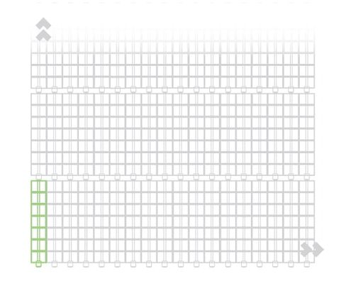 Illustration: a modular grid of Lumiduct pillars covering a façade