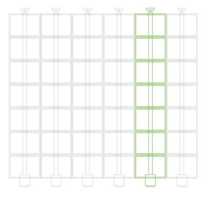 Illustration: a Lumiduct pillar within a façade grid